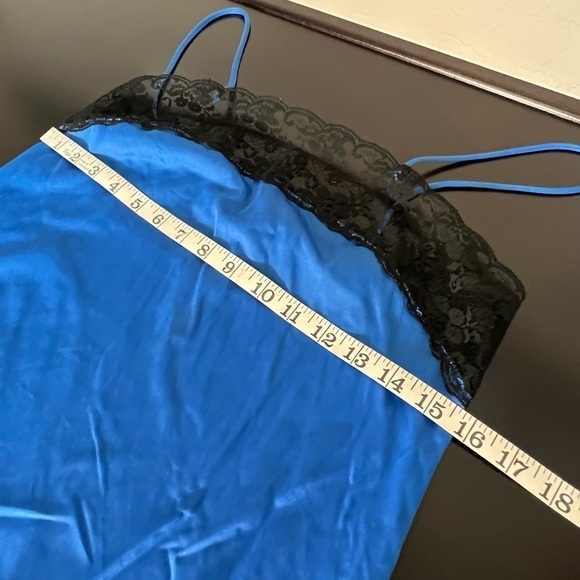 Vintage Nylon slip cami dress with spaghetti straps and contrast lace accent,  S - Picture 6 of 7